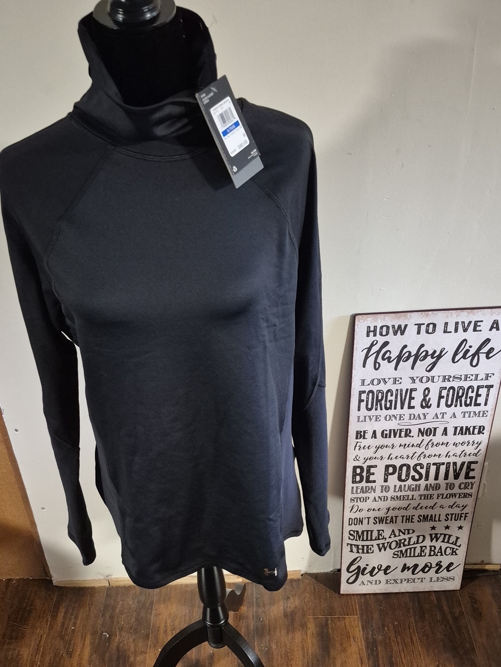 UNDER ARMOUR Cold Gear Black Fitted Funnel Neck Top Ladies XL
